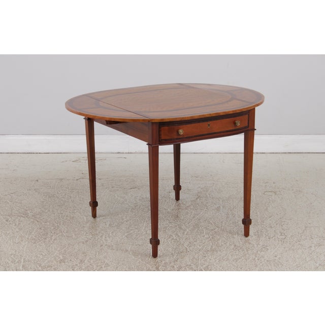 Vintage English Satinwood Inlaid Pembroke Table For Sale - Image 9 of 17