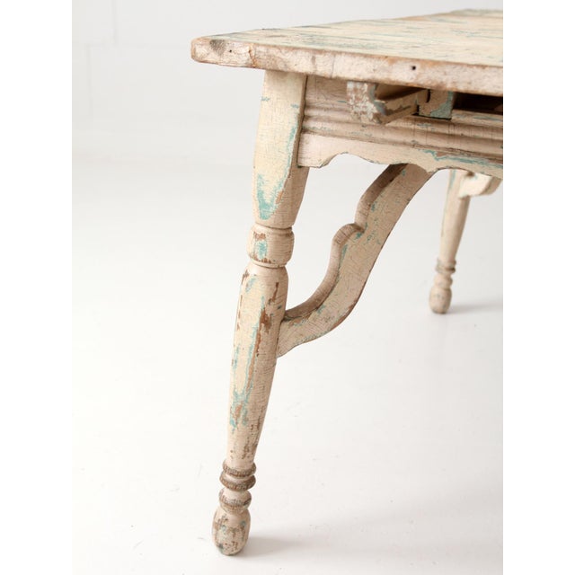 Antique American Country Painted Wood Low Table With Plank Top For Sale - Image 14 of 18