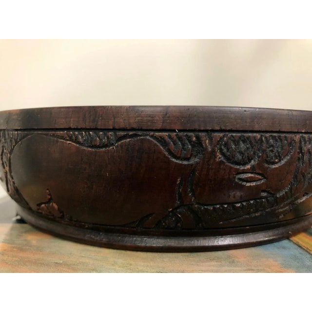 Brown Handcarved African Hardwood Rhino Bowl / Catchall For Sale - Image 8 of 17