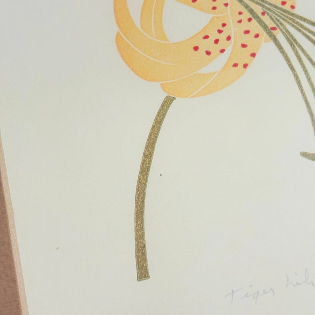 Yellow 1970s Tiger Lily Original Signed Serigraph For Sale - Image 8 of 11