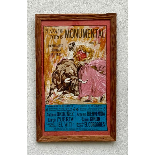 Glass Framed Spanish Bullfighting Textile Poster, 1969 For Sale - Image 7 of 7