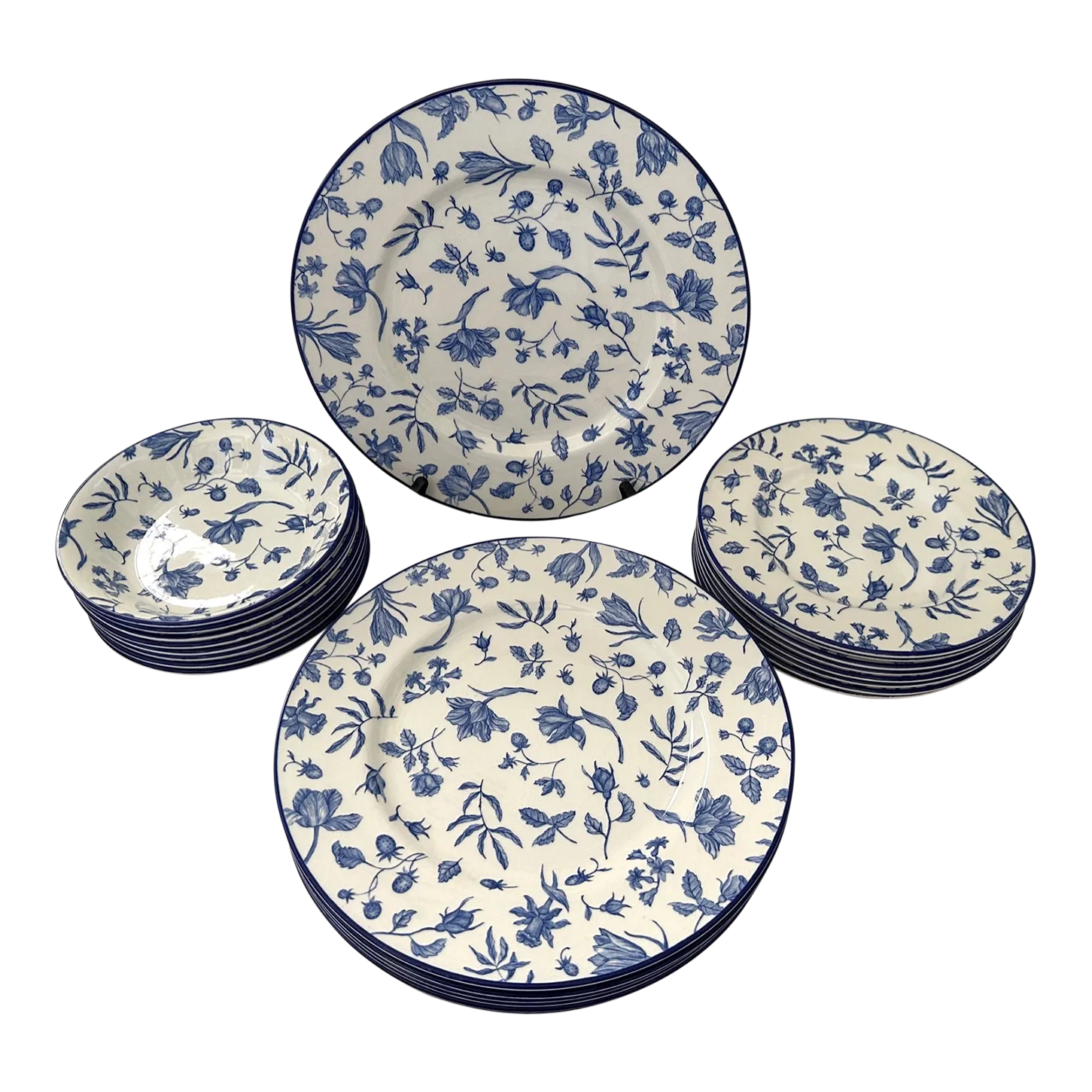 Royal Stafford Blue & White Floral Dinnerware-A Set | Chairish