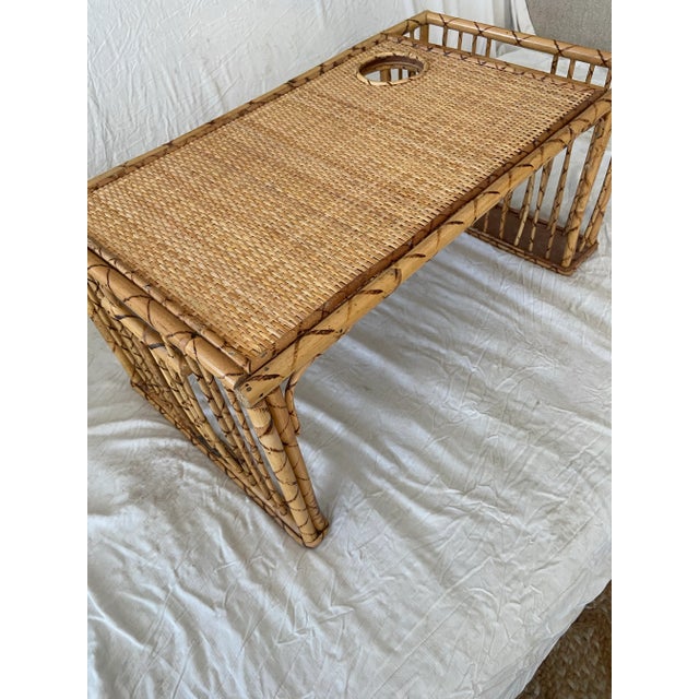 Vintage Bamboo Bed Tray With Burnt Bamboo Finish For Sale - Image 4 of 12