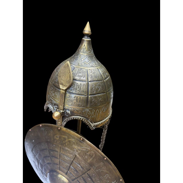 Handmade Brass Asma Al-Husna Helmet Shield Set For Sale - Image 10 of 14