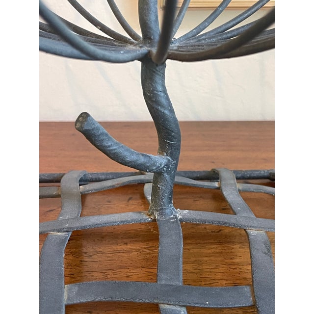 Black Vintage Sculptural Hand Forged Iron Two Tier Fruit Stand For Sale - Image 8 of 8