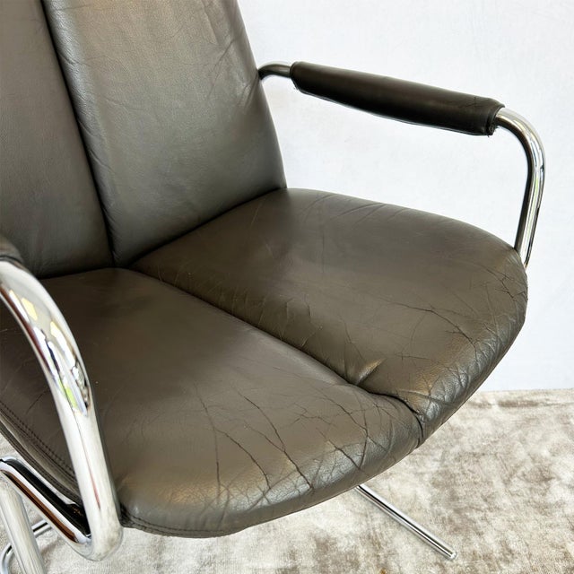 Vintage Cantilever Armchair in Chrome and Leather by Tim Bates for Pieff, 1970s For Sale - Image 12 of 14