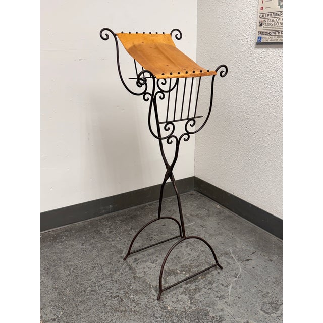 Traditional Wrought Iron Book + Music Stand, Antique For Sale - Image 3 of 12