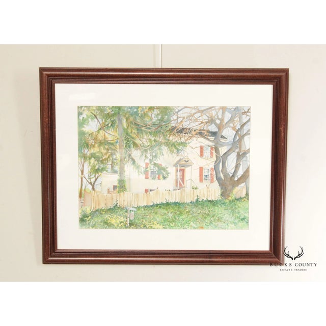Sandy Busch 'Skrobul House' Watercolor Print, Custom Framed For Sale - Image 4 of 13