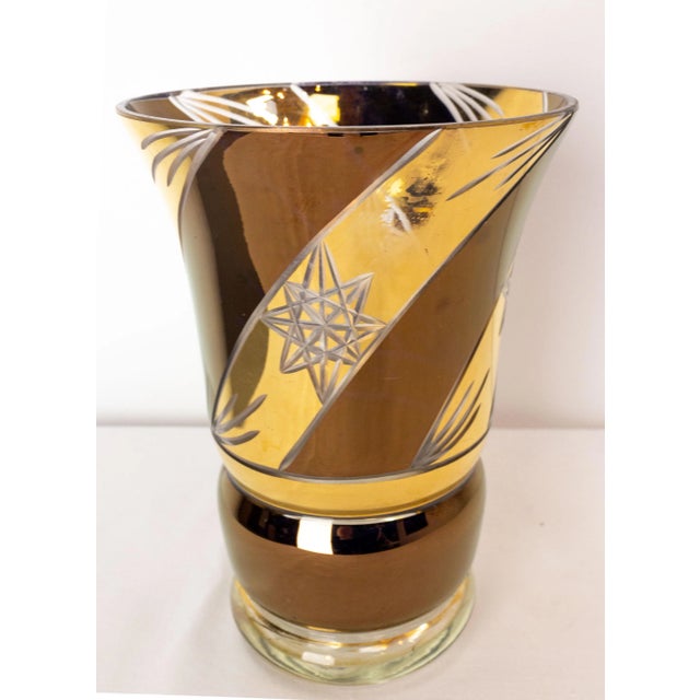 French Bronze and Golden Glass Vase, 1960s For Sale - Image 4 of 8