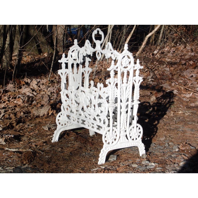 Antique Victorian Cast Iron Magazine Rack Vintage Sheet Music Stand For Sale - Image 4 of 12