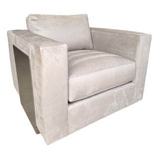 Vanguard Light Gray Lounge Chair With Pewter Accents For Sale