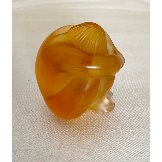 Lalique Amber Crystal Sitting Figure - Signed and With Box For Sale - Image 9 of 9