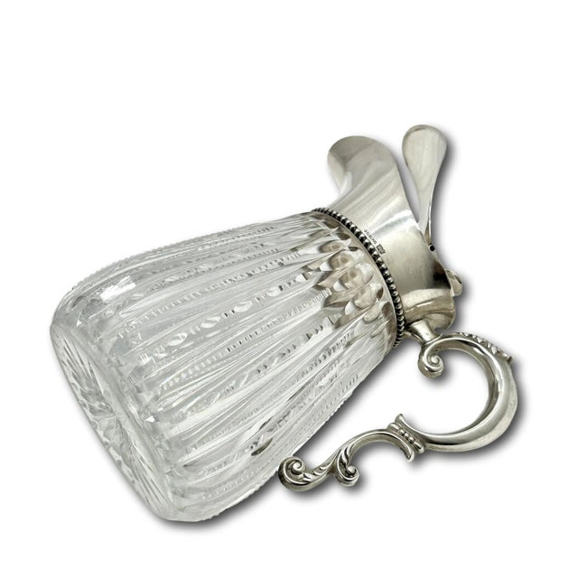 Silver 1890s American Antique Victorian "Brilliant" Hand Cut Crystal & Sterling Silver Mounted Maple Syrup Pitcher For Sale - Image 8 of 12