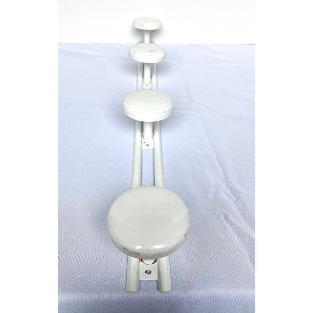 Mid 20th Century French White Enamel Four Peg Coat Rack For Sale - Image 12 of 16