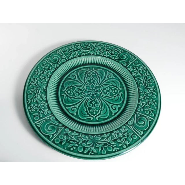 1950s Large Scandinavian Modern Green Plate from Arol Ceramic, Norway, 1950s For Sale - Image 5 of 12