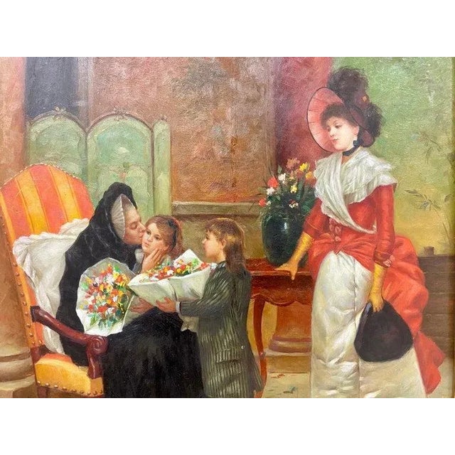 N. Henry Bingham Impressionistic Oil on Canvas of a Family Reunion, Signed For Sale - Image 10 of 12