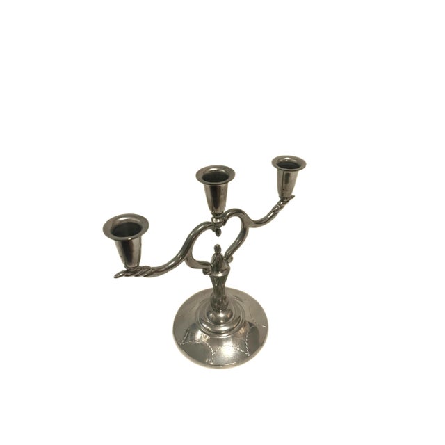 Vintage 3-Armed Pewter Candleholder from L & L Svenskt Tenn, Sweden For Sale - Image 5 of 6