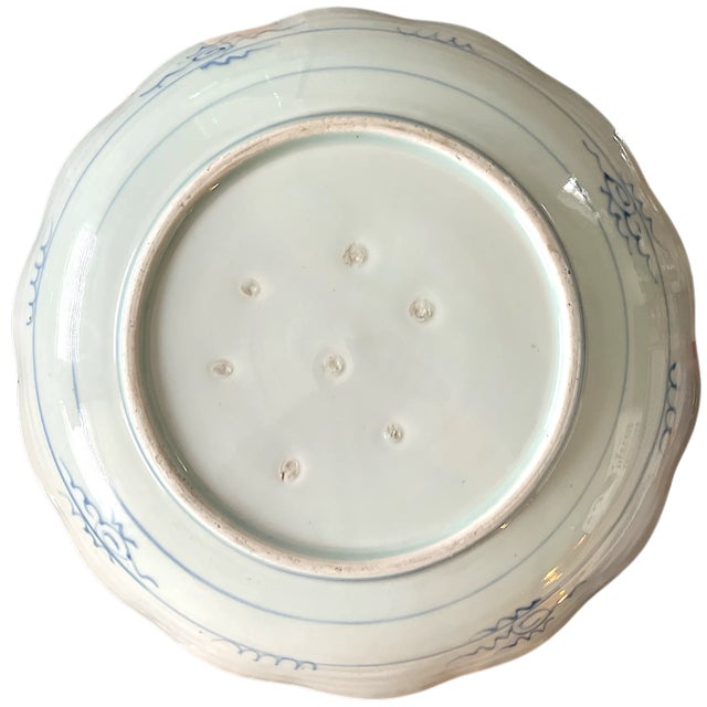 Mid 20th Century Mid 20th Century Japanese Arita Blue & White Landscape Plate, 12” Diameter — Ming Dynasty Style For Sale - Image 5 of 9