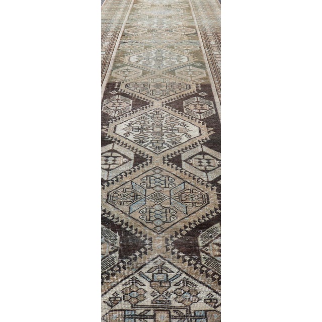 Early 20th Century Antique Persian Hamadan Long Runner in Brown, Gray and Charcoal Background 2'11 X 18'1 For Sale - Image 5 of 15