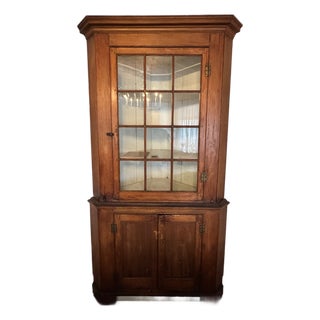Antique Early 1800s Hand-Made Pennsylvania Corner Cabinet Cupboard For Sale