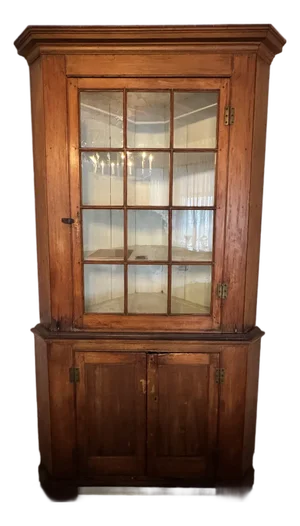 Antique Early 1800s Hand-Made Pennsylvania Corner Cabinet Cupboard