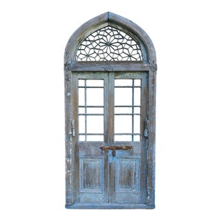 Antique Jodhpur Indian Church Door With Mirror For Sale