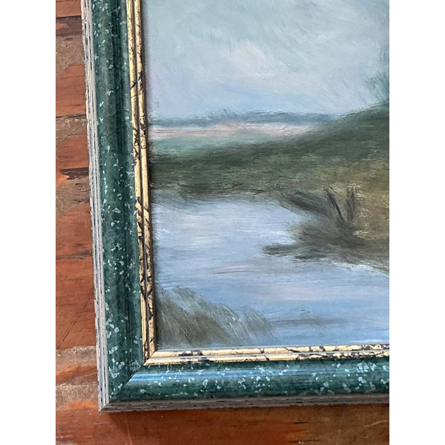 Mid 20th Century Vintage Boho Original Landscape Oil on Canvas For Sale - Image 5 of 7