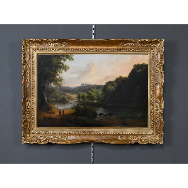 A. Savary, Discussion by the River, Mid-19th Century, Oil on Canvas For Sale - Image 5 of 16