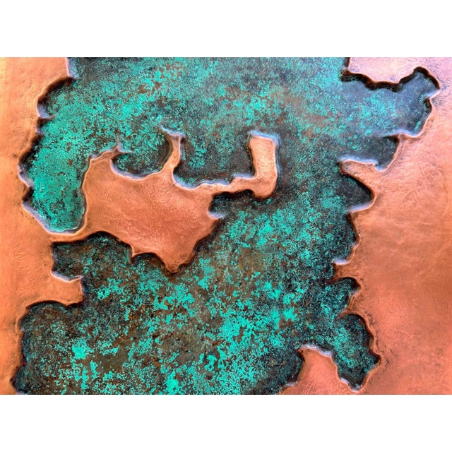 Geologic Abstract Cooper Wall Relief With Green Patina "Strata" by Jeremy Maronpot For Sale - Image 10 of 13