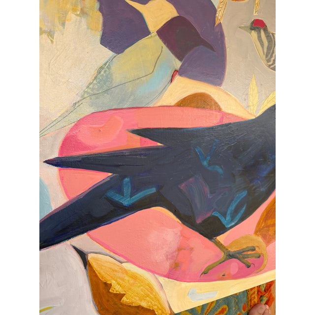 “Raven and Friends” a Fun Bird Painting by LWren Walraven For Sale - Image 9 of 16