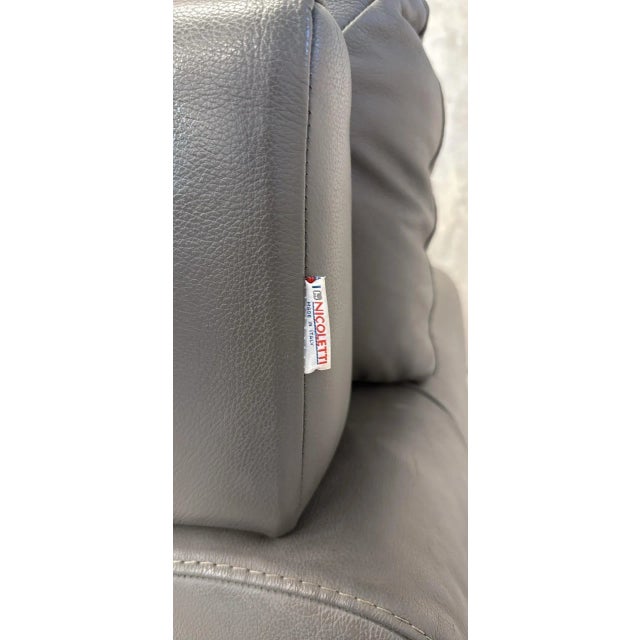 Nicoletti Salotti Italian Leather Lounge Chair For Sale In New York - Image 6 of 9