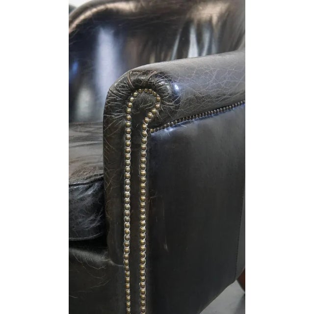 Black Grained Cowhide Armchair For Sale - Image 14 of 16