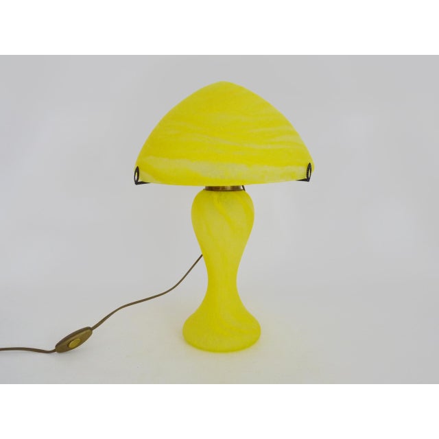 Art Nouveau Style Mushroom Lamp in Yellow Glass Paste, 1980s For Sale - Image 3 of 11