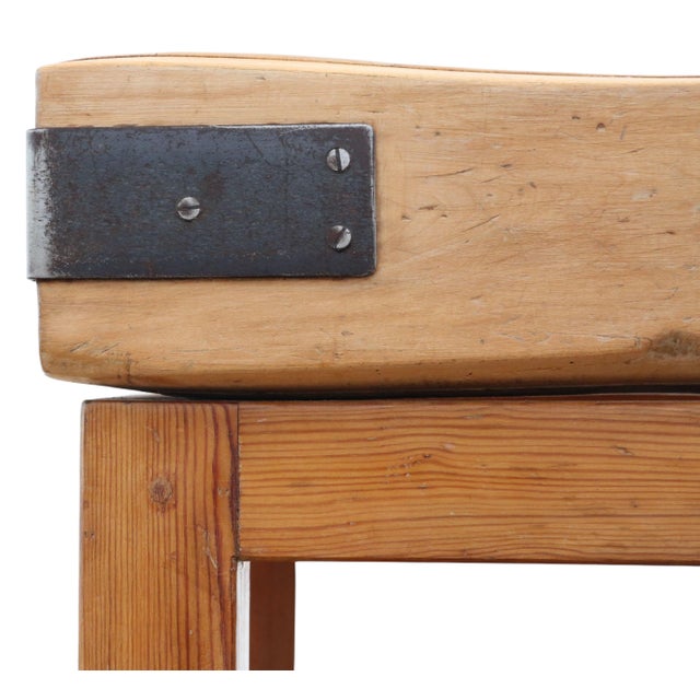 Brown Vintage Butchers Block Worktable, 1950s For Sale - Image 8 of 9