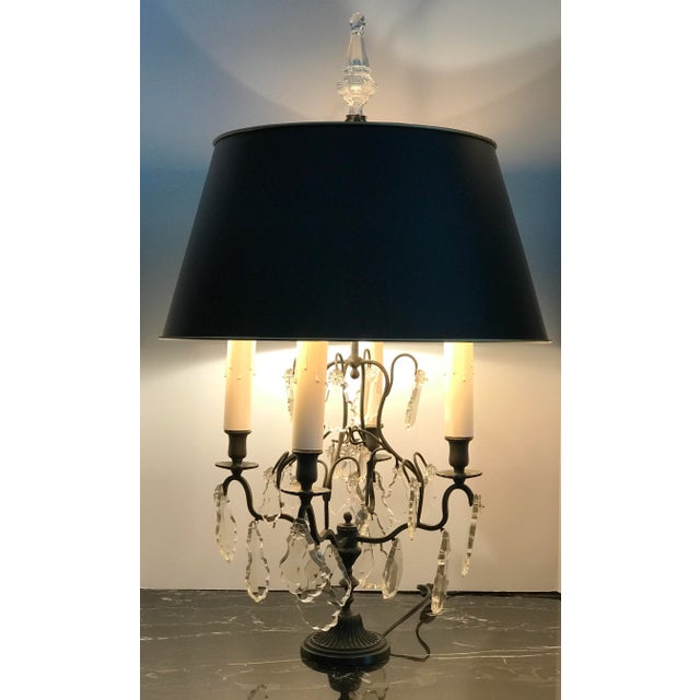 Metal Late 19th Century Four Armed French Crystal Table Lamp For Sale - Image 7 of 13