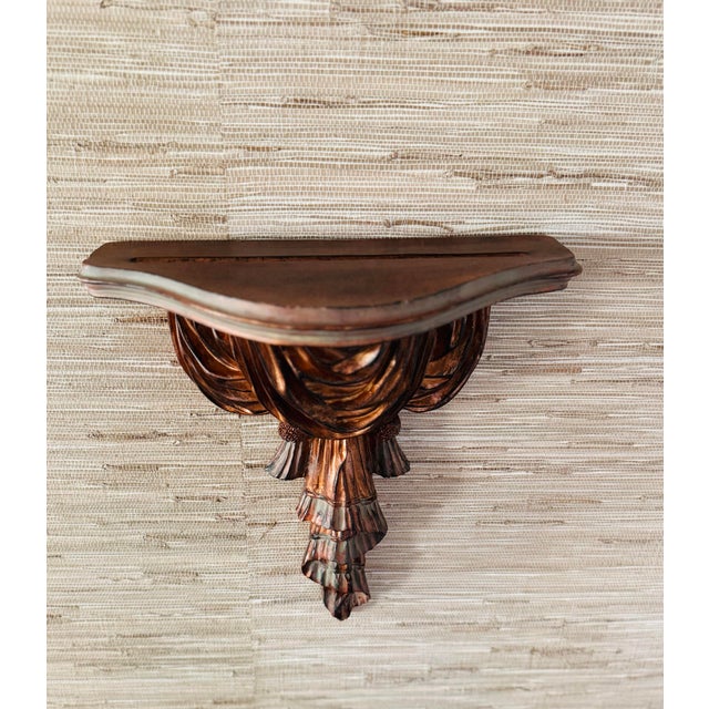 Large Vintage Decorative Wall Shelf With Carving of Drapes and Tassels For Sale - Image 9 of 11