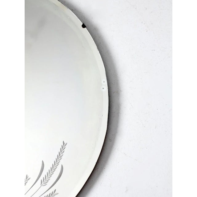 Antique Round Etched Mirror For Sale - Image 6 of 13