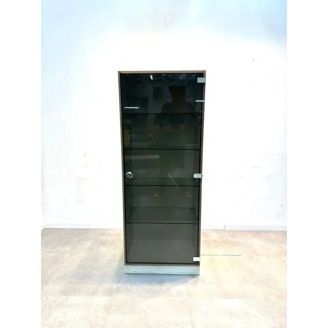 Add a touch of sleek industrial elegance to your space with this vintage glass display cabinet. Featuring a sturdy metal...