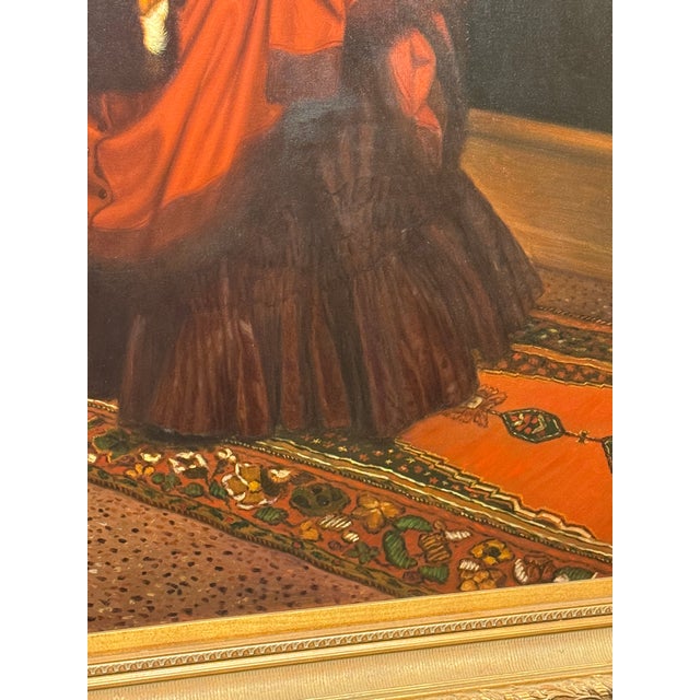 Late 20th Century Large Painting of Two Curious Girls For Sale - Image 4 of 7