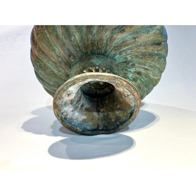 Vintage Verde Green Brass Urn For Sale - Image 4 of 6