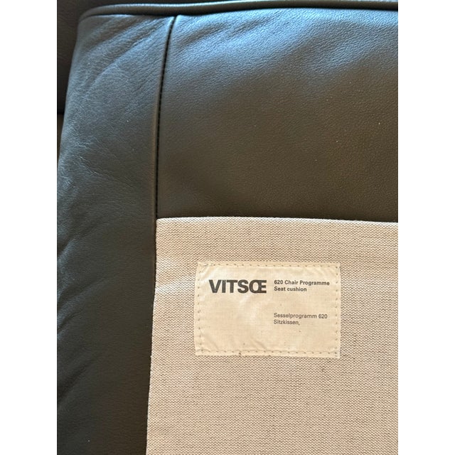 1960s Vitsoe 620 High-Back Swivel Chair and Ottoman in Dark Olive Leather For Sale - Image 9 of 11