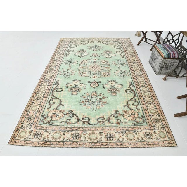Large Vintage Green Wool Rug For Sale - Image 13 of 13