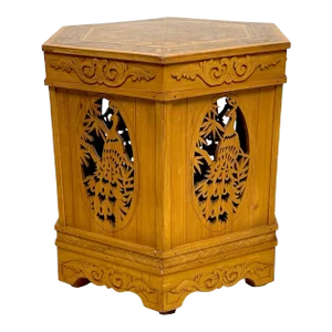 Late 19th Century Diminutive American Aesthetic Movement Peacock Motif Pedestal of Side Table