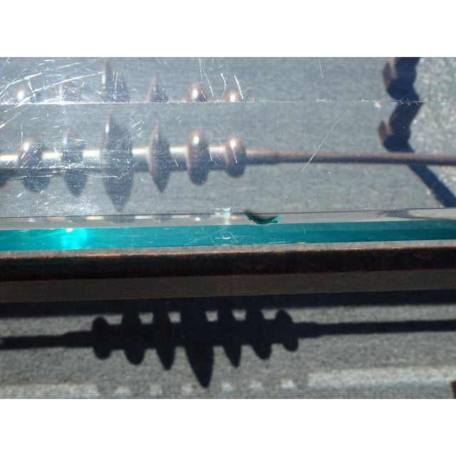 Vintage Diego Giocometti Iron Patinated Metal Dining Table Desk W Beveled Glass For Sale - Image 15 of 16