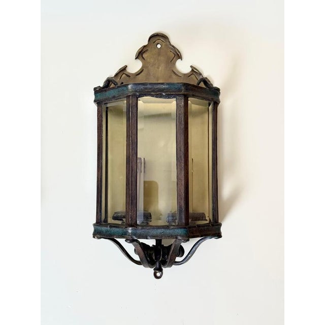 Louis XV Bronze Brass Wall Lanterns in Faceted Glass, Germany, 1970s, Set of 2 For Sale - Image 9 of 18