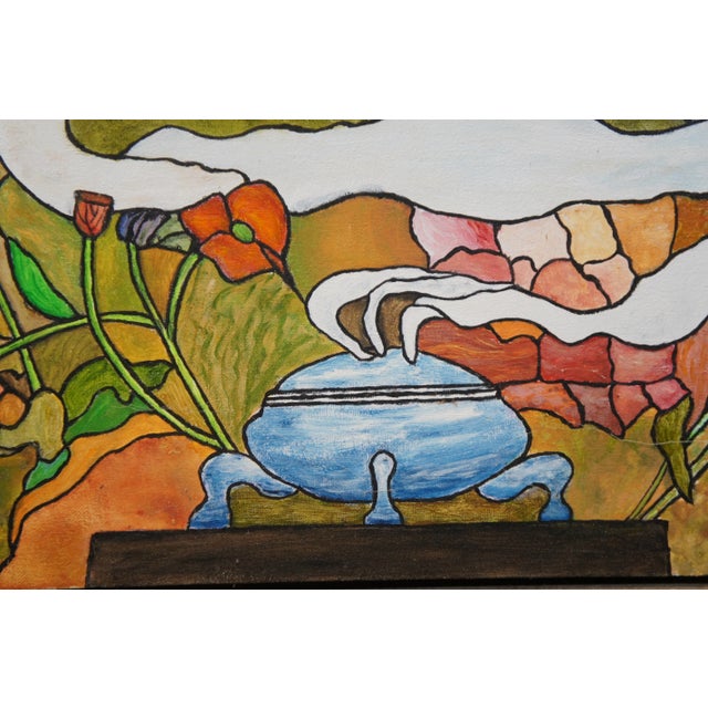 Tiffany Studios Steve Knowls Art Nouveau Oil Painting After Tiffany's Woman Greeting the Sun 26" For Sale - Image 4 of 9