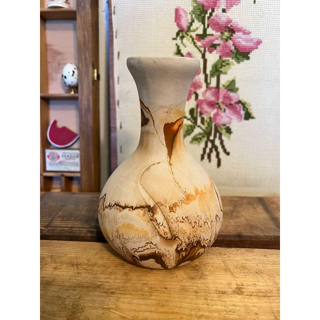 Orange 1970s Antique Nemadji Mid Century Modern Art Pottery Vase For Sale - Image 8 of 8