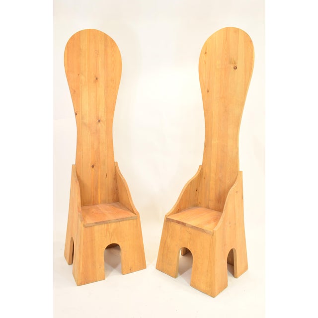 Beige Mobili Della Valle Series Model SC190 Chairs by Mario Ceroli for Poltronova, Italy, 1972, Set of 2 For Sale - Image 8 of 8