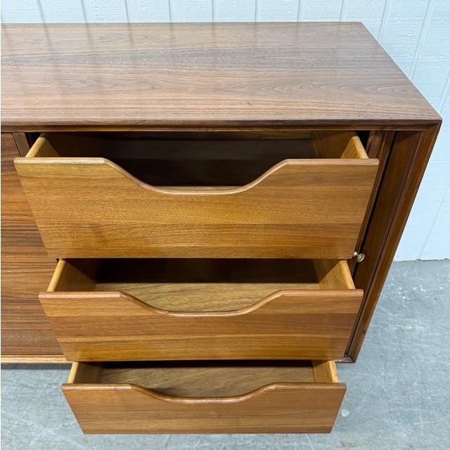Mid-Century Modern 9-Drawer Walnut Tambour Dresser For Sale - Image 9 of 12
