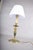 Vintage Brass Candlestick Table Lamp with Pleated White Shade, 1960s For Sale - Image 10 of 14